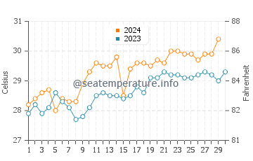 Temperatura vode u Nusa Penida u studenom