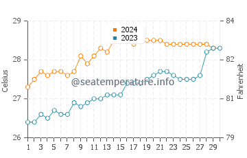 Palm Cove water temp chart in November