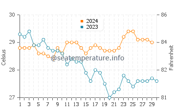 Temperatura del agua en Pampatar en noviembre