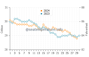 Temperature dell'acqua a Paraíso a novembre