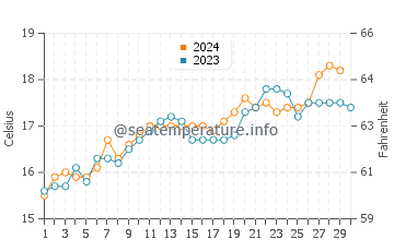 Pauanui water temp chart in November