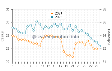 Températures de l'eau à Pochomil en novembre