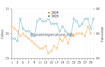 Temperatura da água em Rincon del Mar em novembro