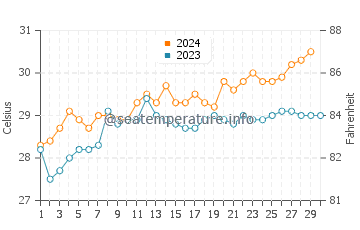 Sekotong Tengah water temp chart in November