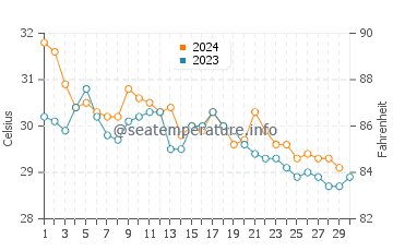 Temperatura vode u Tadžura u studenom