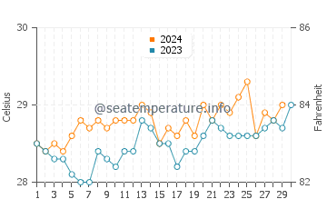 Températures de l'eau à Tanga en novembre