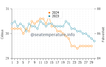 Températures de l'eau à Tanjungpinang en novembre