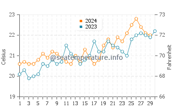 Umina Beach water temp chart in November