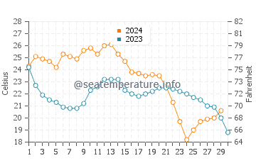 Dunedin water temp chart in November