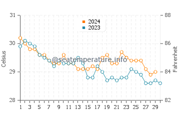 Temperature dell'acqua a Pedernales a novembre