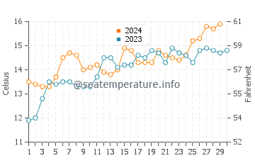 Waikuku water temp chart in November