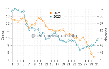 Temperatura del agua en Ca' Savio en diciembre