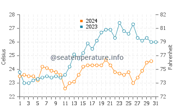Temperature dell'acqua a Campinas a dicembre