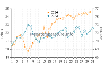 Temperature dell'acqua a Coffs Harbour a dicembre