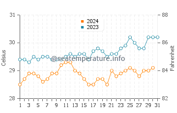 Temperatura del agua en Dzaoudzi en diciembre