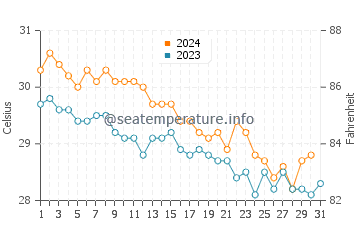Farasan Islands water temp chart in December