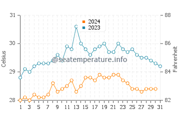 Températures de l'eau à Jacó en décembre
