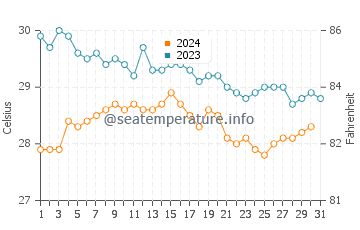 Températures de l'eau à Majorda en décembre