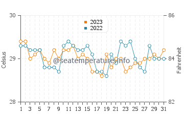 Temperatura del agua en Mangili en diciembre