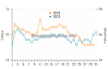 Manokwari water temp chart in December