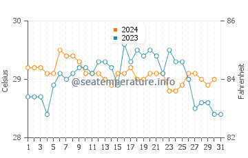 Temperatura del agua en Nai Harn Beach en diciembre