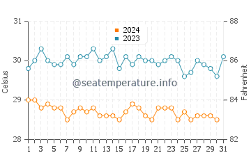 Temperature dell'acqua a Nauru a dicembre