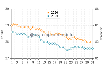 Températures de l'eau à Palmas en décembre