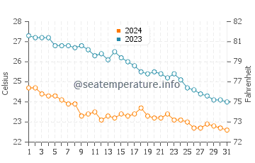Temperatura del agua en Palmilla en diciembre