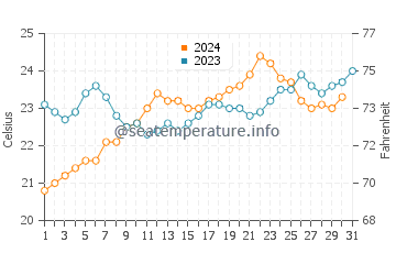 Peppermint Grove water temp chart in December