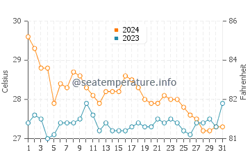 Temperature dell'acqua a Playa La Rosa a dicembre