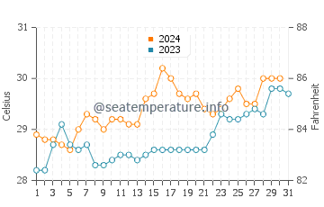 Port Douglas water temp chart in December
