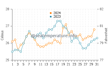 Temperature dell'acqua a Santa Cruz Cabrália a dicembre