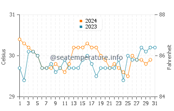 Saparua water temp chart in December