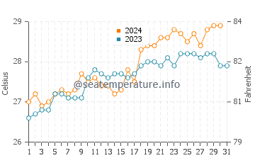 Temperature dell'acqua a Tofo a dicembre