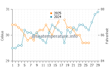 Temperature dell'acqua ad Andoany a febbraio