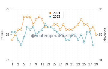 Apo Reef water temp chart in February