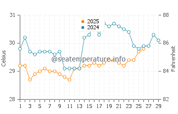 Canggu water temp chart in February