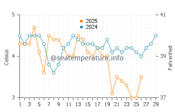 Wassertemperatur Cape Ann im Februar