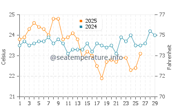Collaroy water temp chart in February