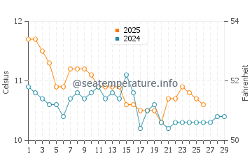 Wassertemperatur Fox Bay im Februar