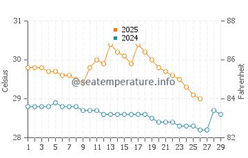 Jayapura water temp chart in February