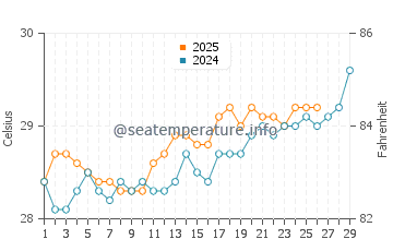 Temperature dell'acqua a Maceio a febbraio