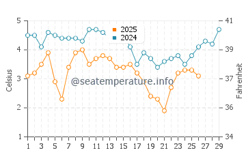 Temperature dell'acqua a Marconi Beach a febbraio