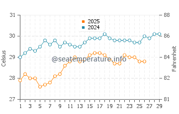 Nungwi water temp chart in February