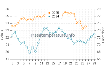 Plantation water temp chart in February