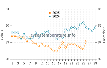 Temperature dell'acqua a Ponta Negra a febbraio