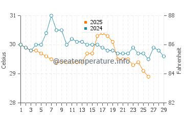 Port Douglas water temp chart in February