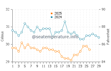 Temperature dell'acqua a Puerto Quepos a febbraio