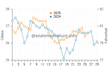 Temperature dell'acqua a San Patricio a febbraio