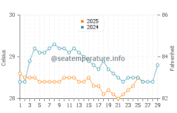 Temperature dell'acqua a Sao Jose de Ribamar a febbraio